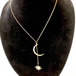 NEW, CELESTIAL NECKLACE WITH CRYSTAL MOON AND STAR
